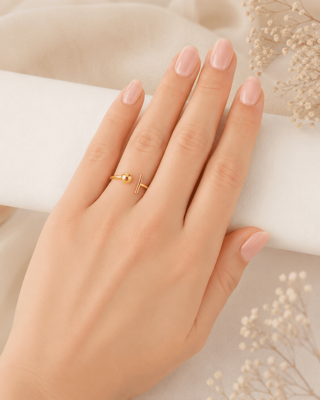Anillo ajustable esfera y barra
