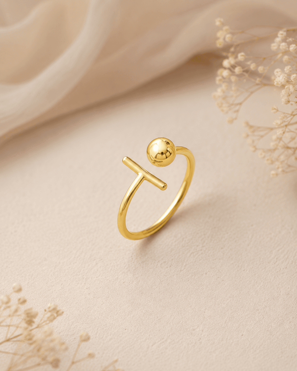 Anillo ajustable esfera y barra